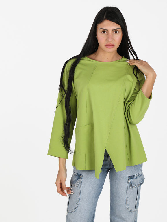 Solada Maxi t-shirt da donna oversize a maniche lunghe T-Shirt Manica Lunga donna Verde taglia Unica