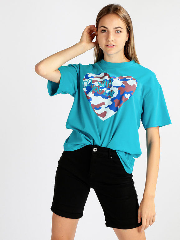 miho's Maxi t-shirt donna con stampa T-Shirt Manica Corta donna Blu taglia Unica