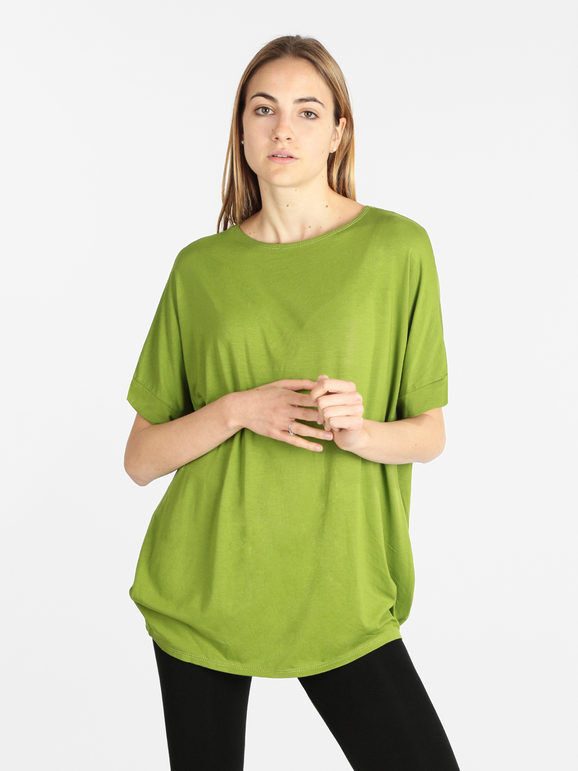 My Style Maxi t-shirt donna manica corta T-Shirt Manica Corta donna Verde taglia Unica