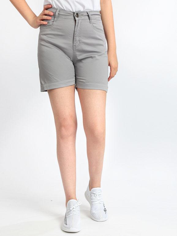 Max & Liu Pantaloncini corti in cotone con risvolti Shorts donna Grigio taglia 44