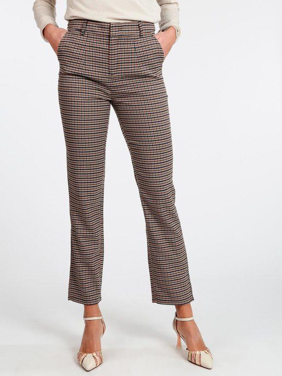 Sweet Pantalone a quadri gamba dritta Pantaloni Casual donna Marrone taglia M