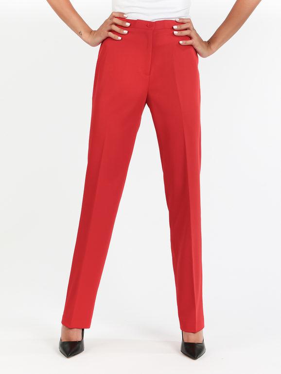 Radaus Pantalone classico donna gamba dritta Pantaloni Eleganti donna Rosso taglia 58