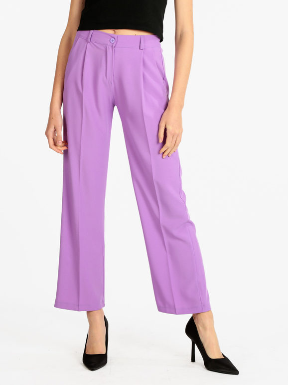 Frenetika Pantaloni a gamba larga da donna Pantaloni Eleganti donna Viola taglia XL