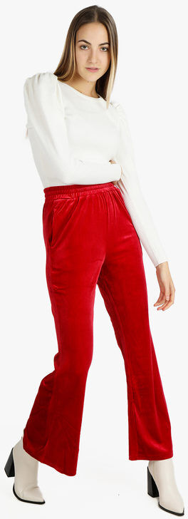 Sweet Pantaloni a zampa da donna in velluto Pantaloni Casual donna Rosso taglia L