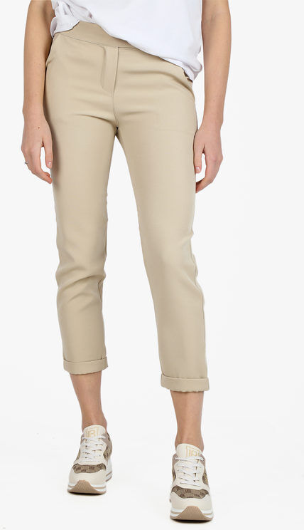 Frenetika Pantaloni classici da donna a gamba dritta con risvolto finale Pantaloni Eleganti donna Beige taglia S