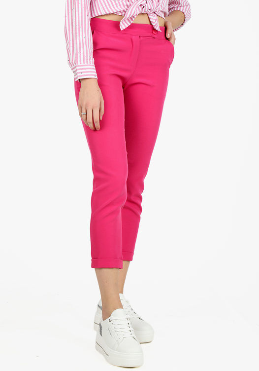 Frenetika Pantaloni classici da donna a gamba dritta con risvolto finale Pantaloni Eleganti donna Fucsia taglia XL