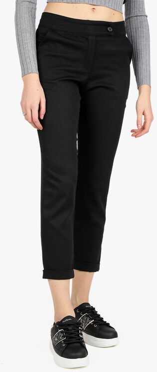 Frenetika Pantaloni classici da donna a gamba dritta con risvolto finale Pantaloni Eleganti donna Nero taglia L