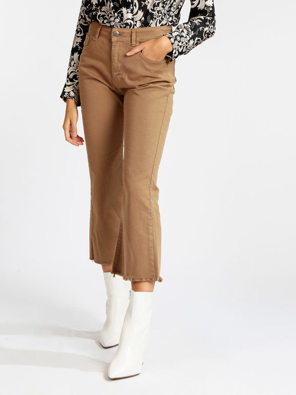 Daystar Pantaloni cropped da donna con finale a zampa Pantaloni Casual donna Marrone taglia M