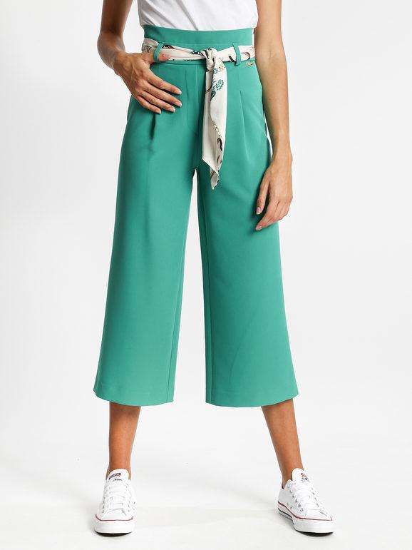 Coveri Pantaloni culotte gamba ampia Pantaloni Casual donna Verde taglia M