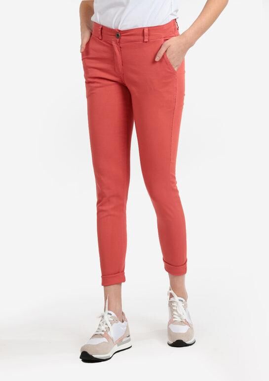 Solada Pantaloni da donna in cotone monocolore Pantaloni Casual donna Rosso taglia S