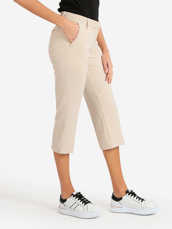 Solada Pantaloni donna a 3/4 tinta unita Pantaloni Casual donna Beige taglia S