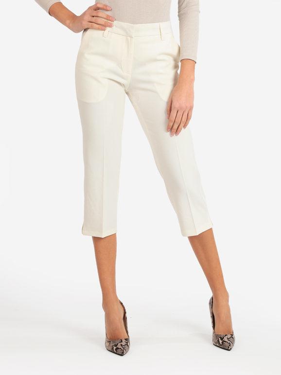 Solada Pantaloni donna a 3/4 tinta unita Pantaloni Casual donna Bianco taglia M