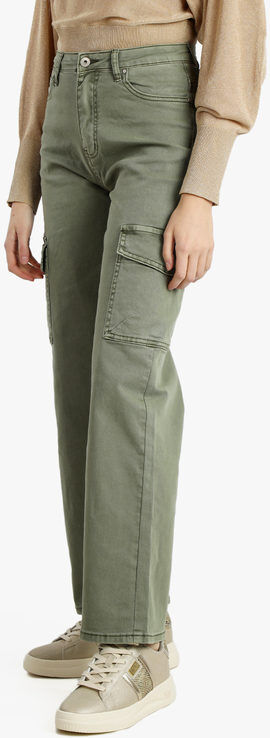 Sexy Sense Pantaloni donna a gamba larga con tasconi Pantaloni Casual donna Verde taglia XS