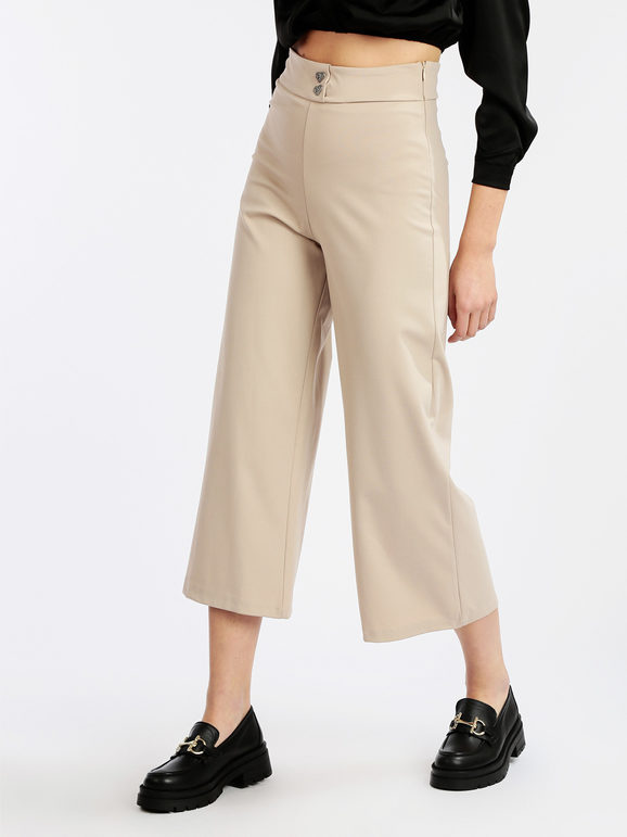 Made In Italy Pantaloni donna a gamba larga Pantaloni Casual donna Beige taglia M