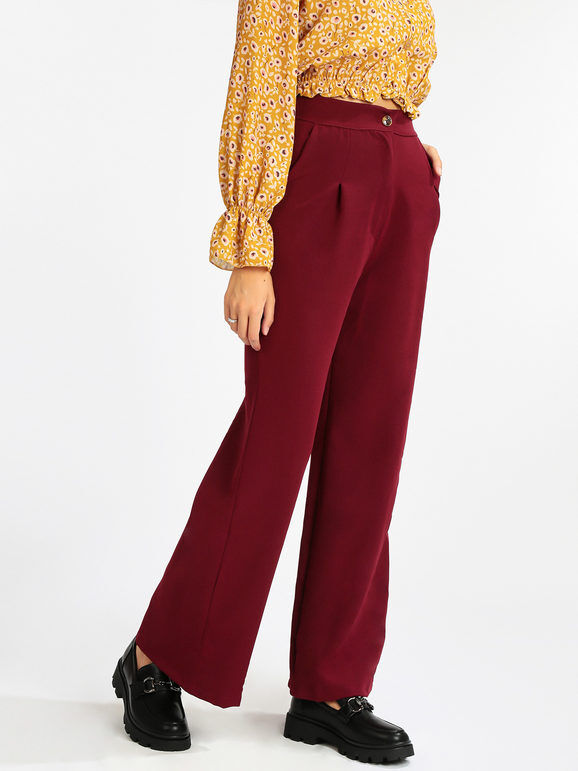 New Collection Pantaloni donna a gamba larga Pantaloni Casual donna Rosso taglia M