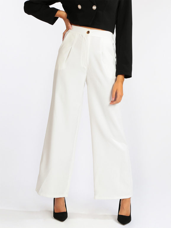 New Collection Pantaloni donna a gamba larga Pantaloni Casual donna Bianco taglia M