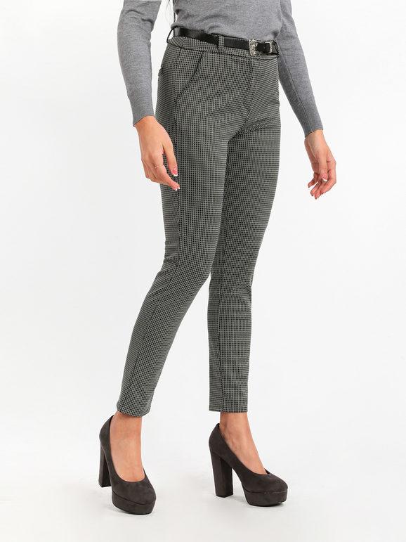 Hallure Pantaloni donna a sigaretta con cintura Pantaloni Casual donna Grigio taglia S