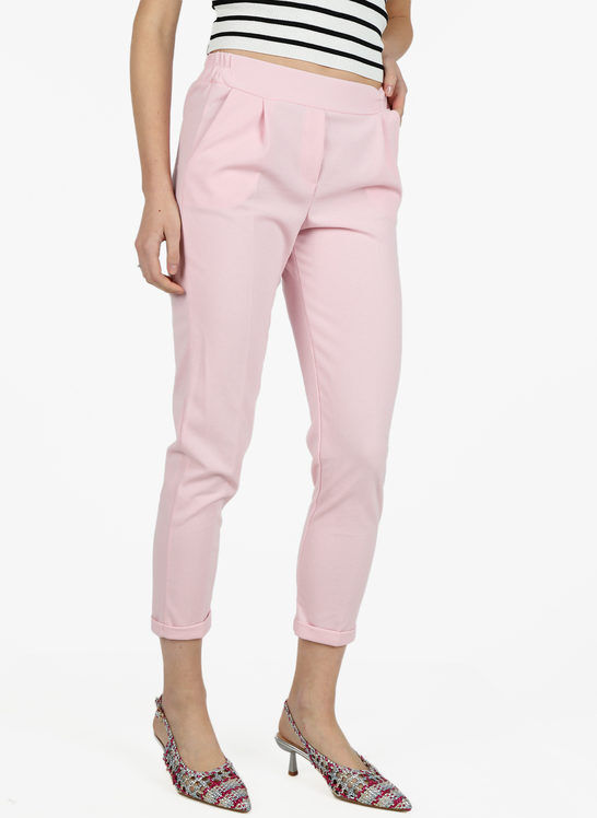 Solada Pantaloni donna a sigaretta con risvolto Pantaloni Casual donna Rosa taglia L