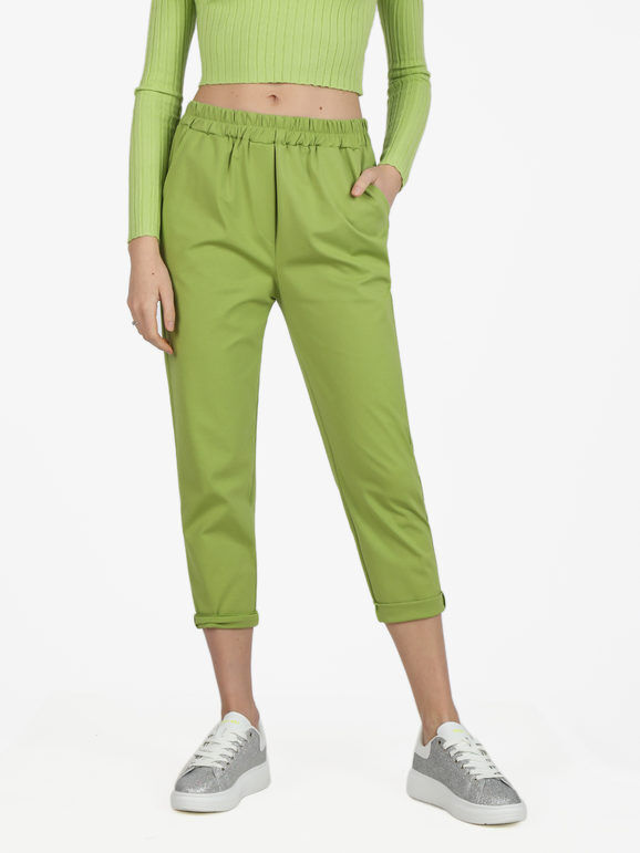 Solada Pantaloni donna baggy in misto cotone Pantaloni Casual donna Verde taglia Unica