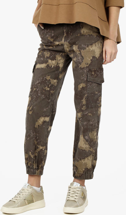 Farfallina Pantaloni donna camouflage con tasconi laterali Pantaloni Casual donna Verde taglia M