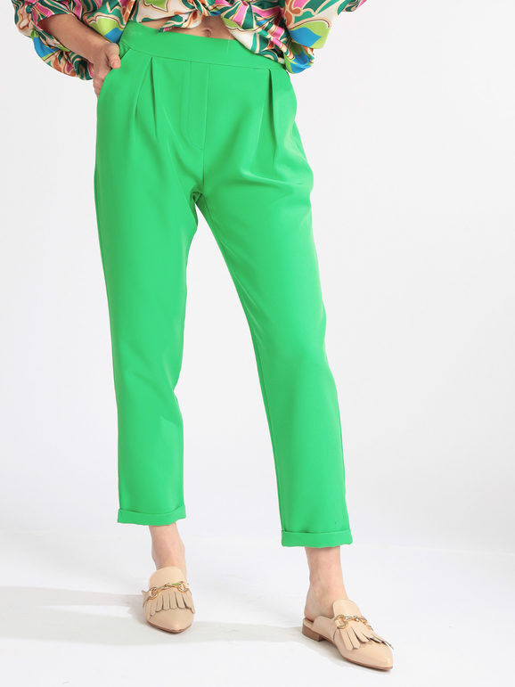 Frenetika Pantaloni donna con risvolto Pantaloni Eleganti donna Verde taglia L