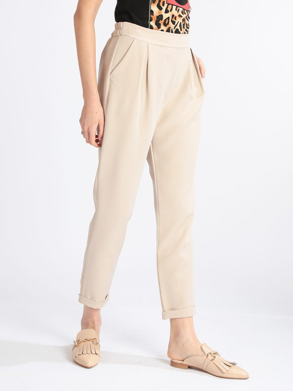 Frenetika Pantaloni donna con risvolto Pantaloni Eleganti donna Beige taglia XL