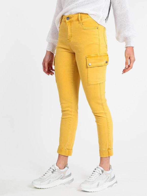 Solada Pantaloni donna con tasconi Pantaloni Casual donna Giallo taglia M