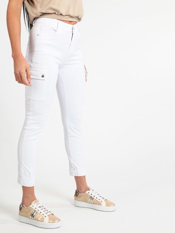 Solada Pantaloni donna con tasconi Pantaloni Casual donna Bianco taglia S