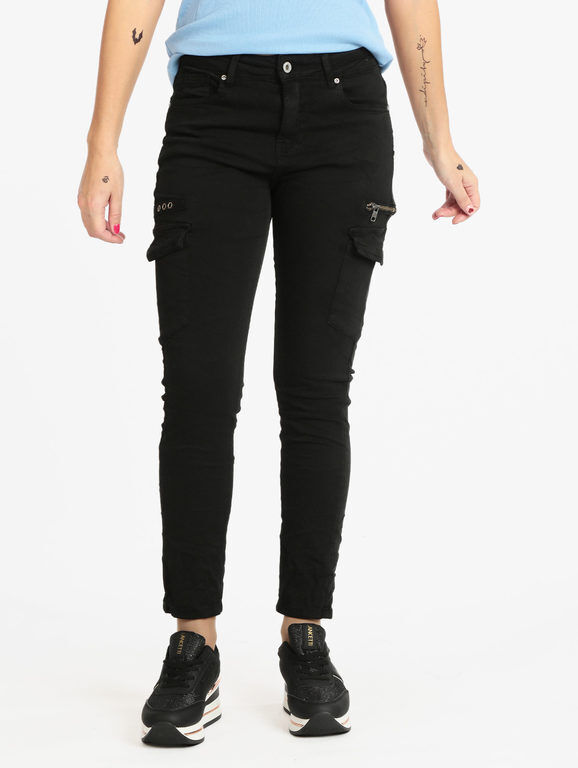 Water Jeans Pantaloni donna effetto stropicciato Pantaloni Casual donna Nero taglia M