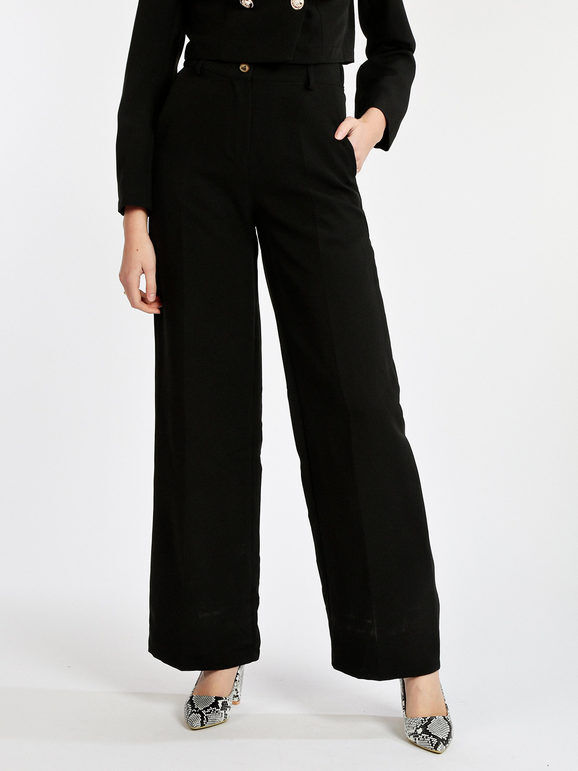 Melitea Pantaloni donna eleganti a gamba larga Pantaloni Eleganti donna Nero taglia Unica