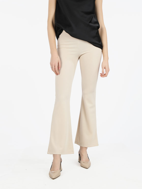 Solada Pantaloni donna eleganti a zampa Pantaloni Eleganti donna Beige taglia XL