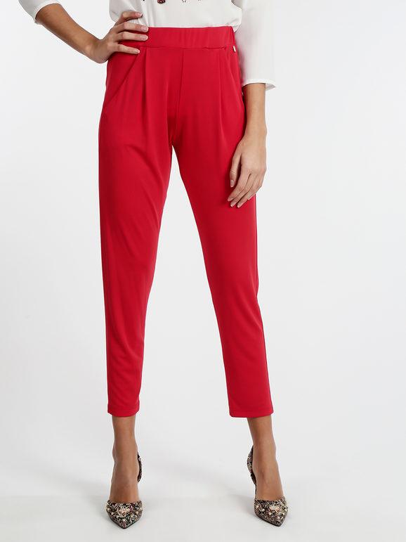 Kisha Pantaloni donna eleganti in viscosa Pantaloni Casual donna Rosso taglia L