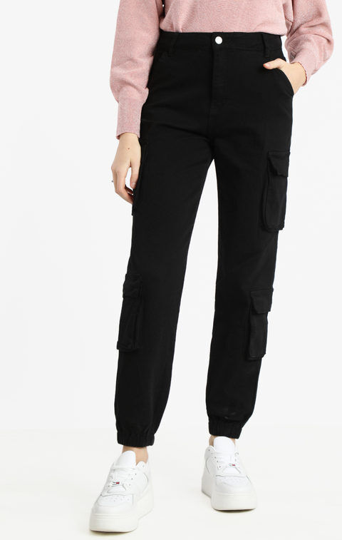 Solada Pantaloni donna in cotone con tasconi e polsini Pantaloni Casual donna Nero taglia XS