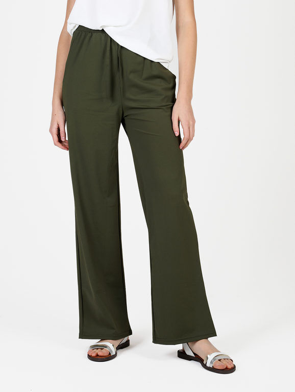 Gladys Pantaloni donna in tessuto tecnico a gamba larga Pantaloni Casual donna Verde taglia XL