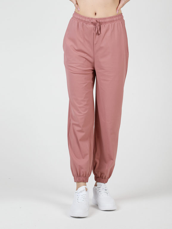 Gladys Pantaloni donna in tessuto tecnico con polsini Pantaloni Casual donna Rosa taglia M