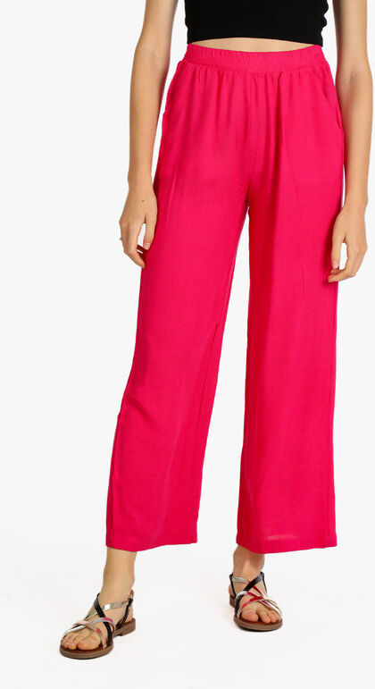 Sweet Pantaloni donna misto lino a gamba larga Pantaloni Casual donna Fucsia taglia M