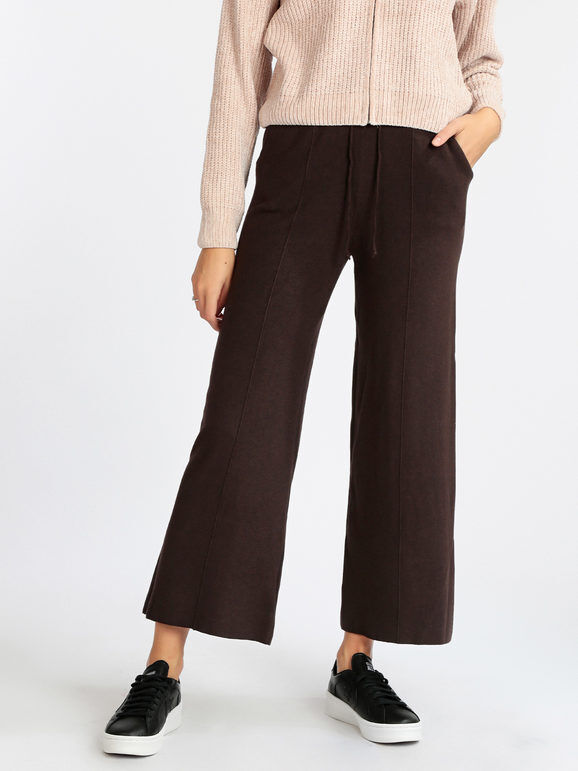 lois & pepe Pantaloni donna palazzo in maglia Pantaloni Casual donna Marrone taglia S/M