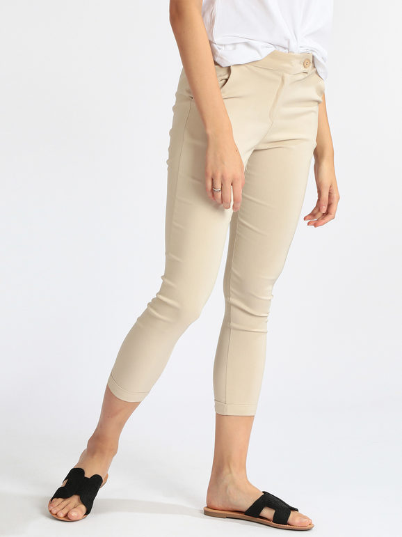 Frenetika Pantaloni elasticizzati donna con risvolto Pantaloni Casual donna Beige taglia L