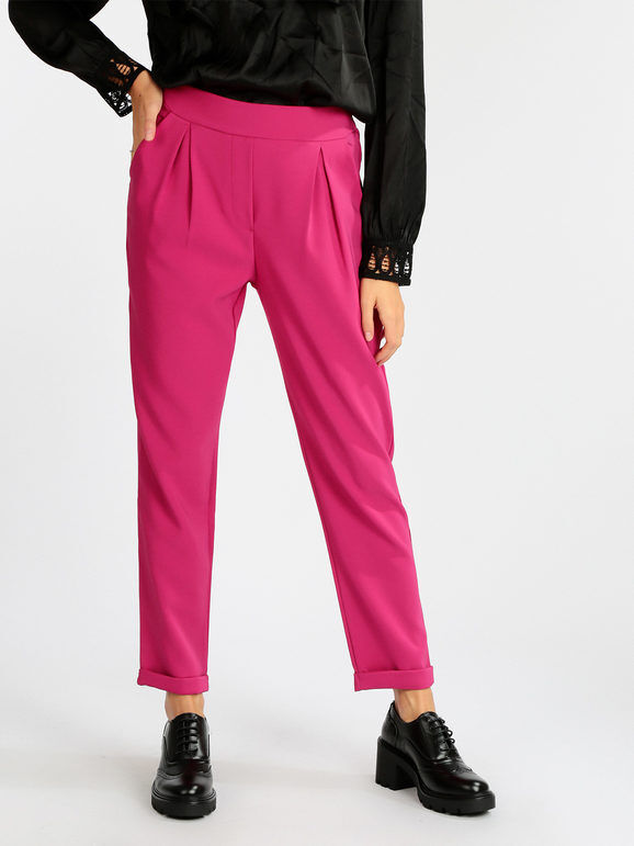 Frenetika Pantaloni eleganti donna con risvolto Pantaloni Eleganti donna Fucsia taglia S