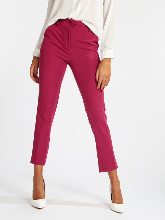 Frenetika Pantaloni eleganti donna modello classico Pantaloni Eleganti donna Fucsia taglia M