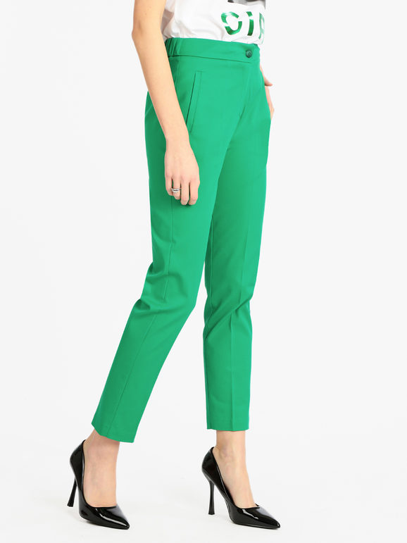 Daystar Pantaloni eleganti in cotone donna Pantaloni Eleganti donna Verde taglia S