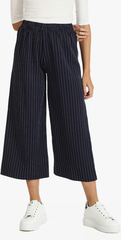 Solada Pantaloni gessati donna a gamba larga Pantaloni Casual donna Blu taglia M