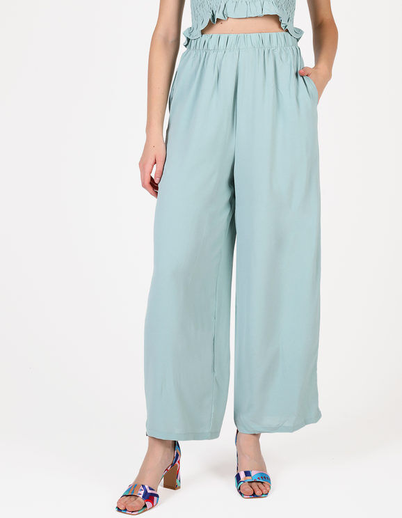 Solada Pantaloni leggeri da donna a gamba larga Pantaloni Casual donna Verde taglia L