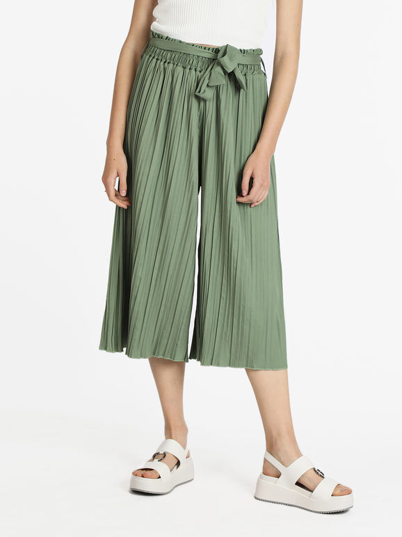 Airisa Pantaloni leggeri donna plissettati Pantaloni Casual donna Verde taglia M/L