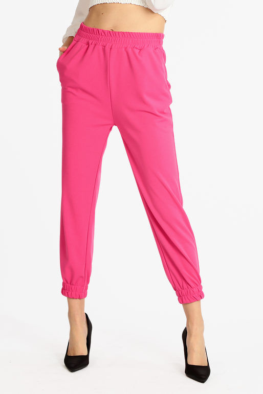 sofy's chic Pantaloni morbidi donna con polsino Pantaloni Casual donna Fucsia taglia Unica