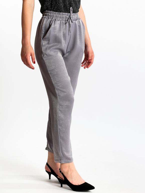 Solada Pantaloni morbidi effetto raso Pantaloni Casual donna Grigio taglia L