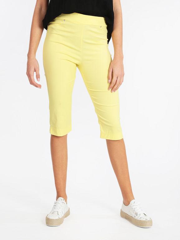 Solada Pantaloni pinocchietto elasticizzati da donna Pinocchietti donna Giallo taglia 4XL