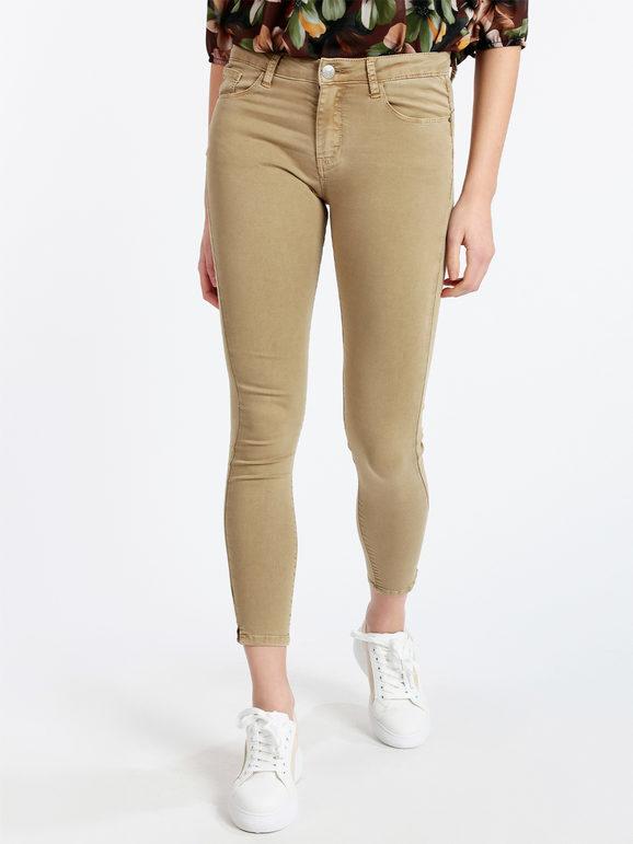 Ghiaccio&Limone ; Pantaloni skinny push up Pantaloni Casual donna Beige taglia XL