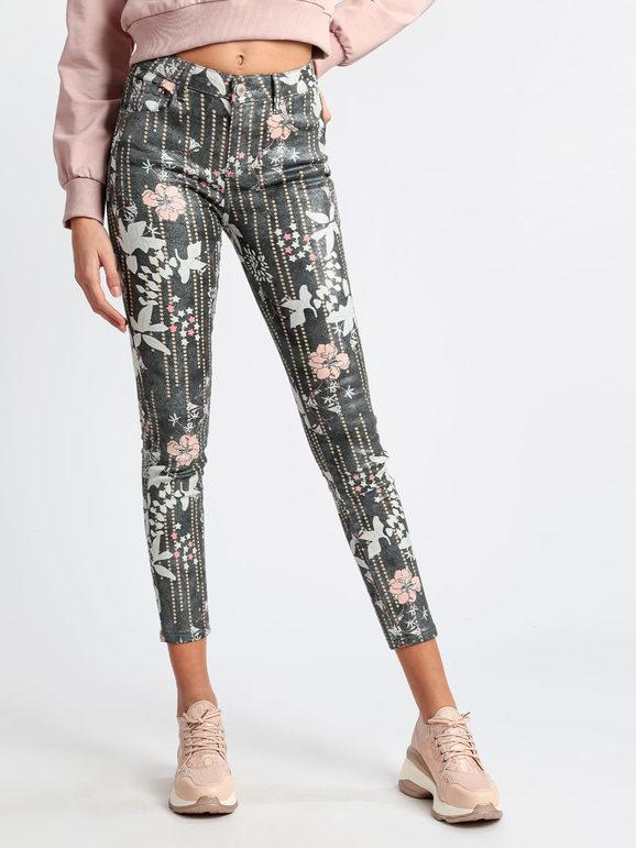 Solada Pantaloni slim fit con stampa floreale Pantaloni Casual donna Multicolore taglia XS