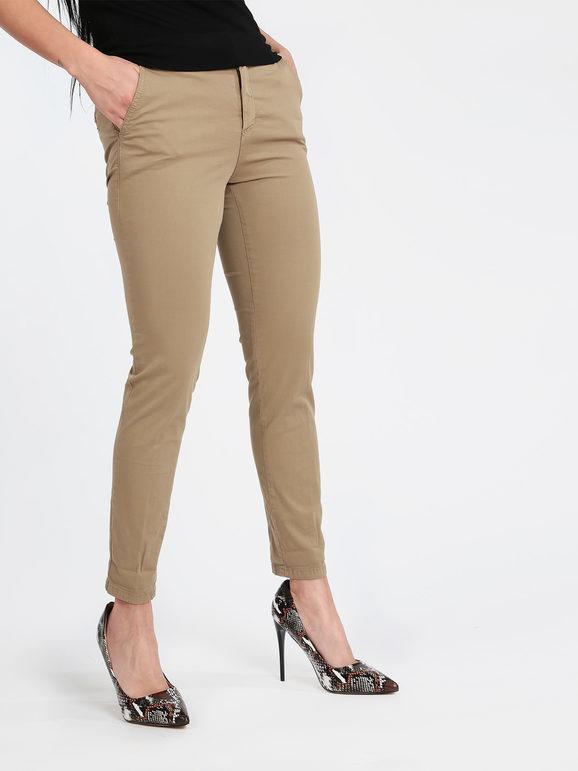 Griffai Pantaloni slim fit in cotone Pantaloni Casual donna Beige taglia 40